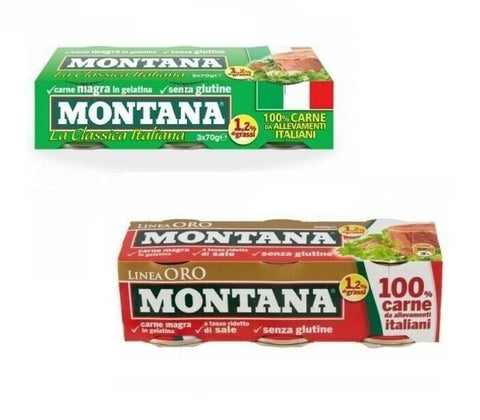 Test pack Montana Carne Italian Canned Beef Meat Classica & Linea Oro gluten free - Italian Gourmet UK
