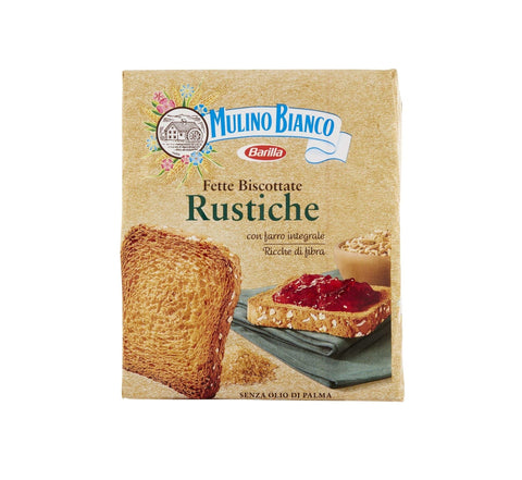 Mulino Bianco Fette Biscottate Rustiche Rusks Rustic whole grain 315g - Italian Gourmet UK