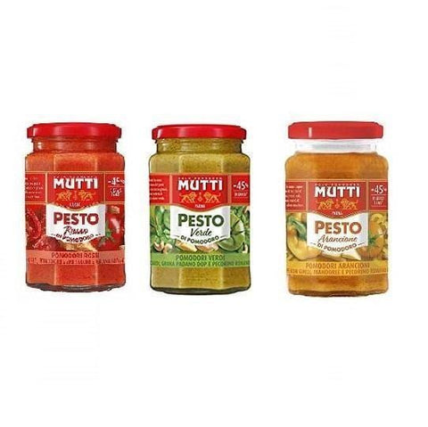 Mutti Pesto di pomodoro Rosso, verde e arancione (3x180g) - Italian Gourmet UK