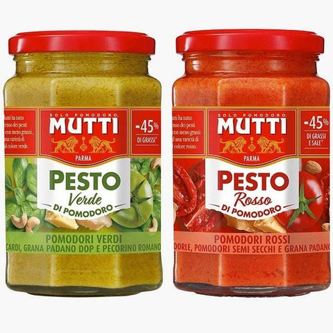 Mutti Pesto rosso di pomodoro e Pesto Verde di pomodoro (2x180g) - Italian Gourmet UK