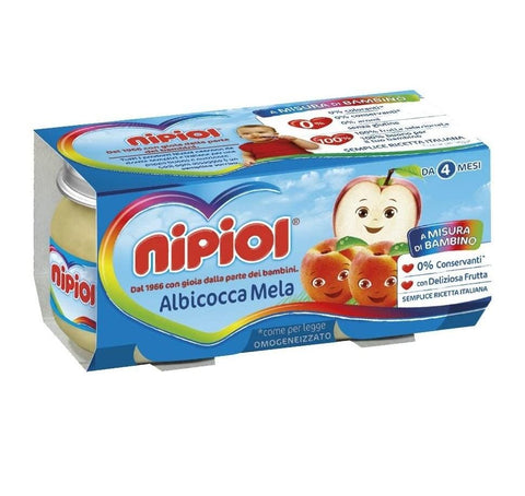Nipiol Albicocca Mela gluten-free Apricot & Apple Homogenized from 4 months 160g - Italian Gourmet UK