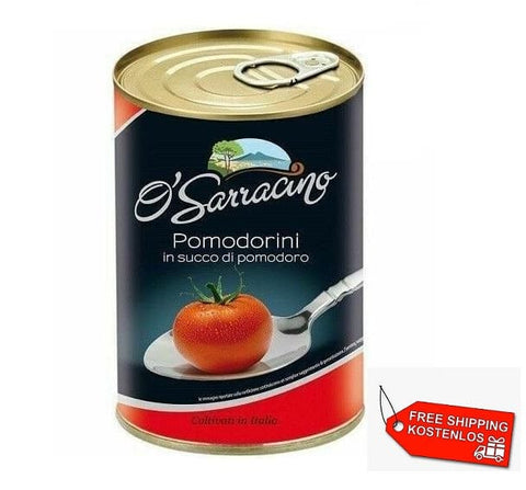 O' Sarracino Pomodorini in succo italian cherry tomatoes in juice can mega pack 24x400g - Italian Gourmet UK