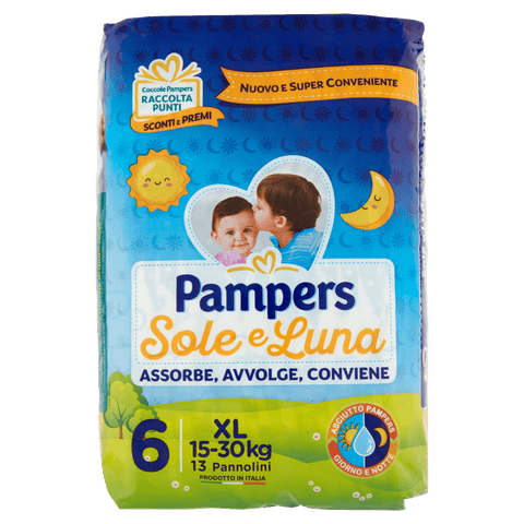 Pampers Pannolini Sole e Luna XL 15-30Kg 13 diapers – Italian
