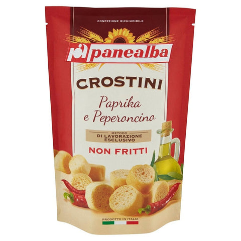 Panealba Crostini Paprika e Peperoncino Croutons with Paprika and Chilli 100g - Italian Gourmet UK