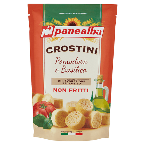 Panealba Crostini Pomodoro e Basilico Croutons with Tomato and Basil 100g - Italian Gourmet UK