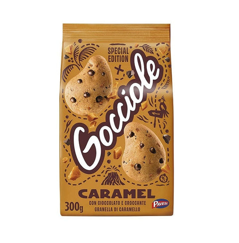 Pavesi Biscuits Pavesi Gocciole Caramel Biscuits with crunchy chocolate and caramel grains 300g