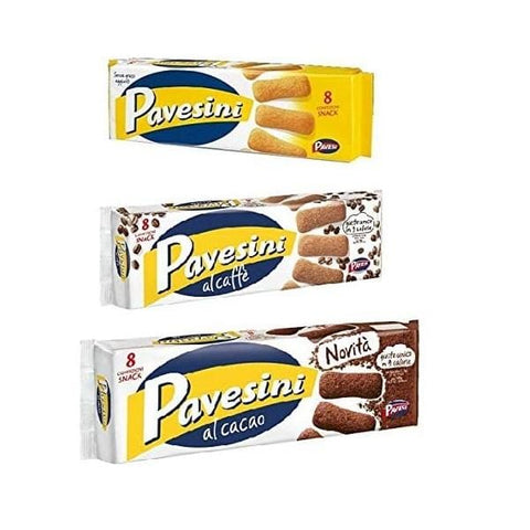 Pavesi Pavesini pack Original, Cocoa and Coffee (3x200g) - Italian Gourmet UK