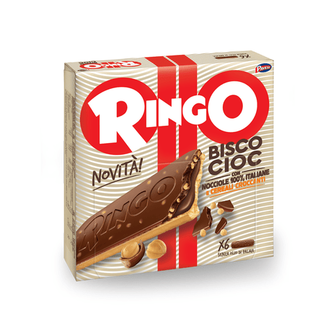 Pavesi Biscuits Pavesi Ringo Bisco Cioc Nocciole Biscuit and Milk Chocolate with Crunchy Cereals filled Hazelnut Cream ( 6 x 27g ) 162g