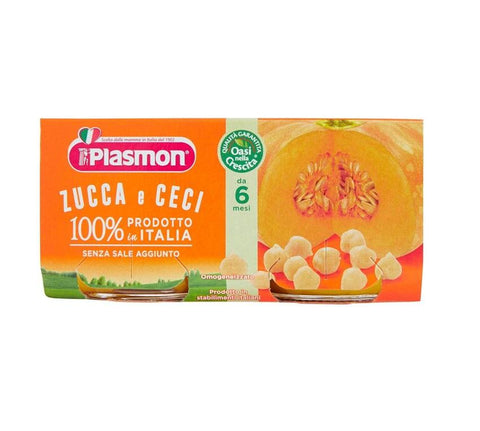 Plasmon Ceci e Zucca Homogenized chickpeas and Pumpkin from 8 Months 2x80g - Italian Gourmet UK