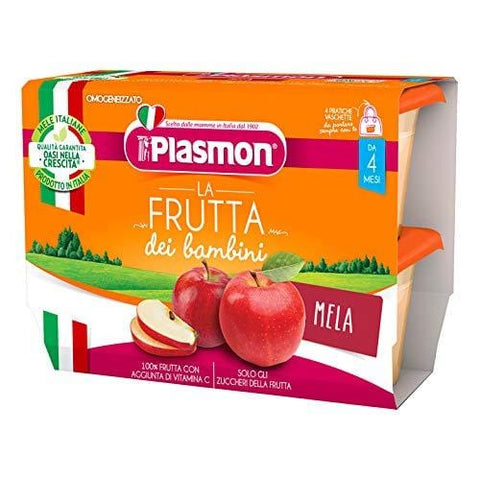 Plasmon La Frutta dei Bambini Mela apple (4 x 100g) from 4 months - Italian Gourmet UK
