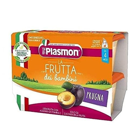 Plasmon La Frutta dei Bambini Prugna plum (4 x 100g) from 4 months - Italian Gourmet UK