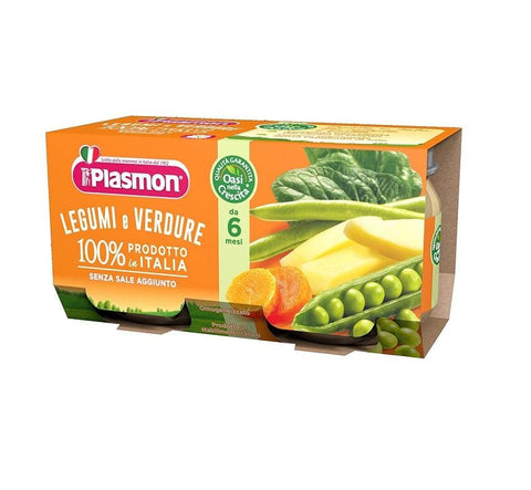 Plasmon Legumi e Verdure Homogenized legumes and vegetables from 6 Months 2x80g - Italian Gourmet UK
