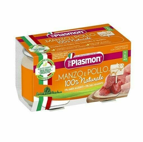 Plasmon Manzo e Pollo homogenized Beef and Chicken Meal puree (2x80g) - Italian Gourmet UK