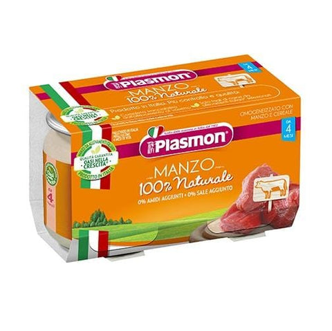 Plasmon Manzo Homogenized Beef meal puree (2X80G) - Italian Gourmet UK