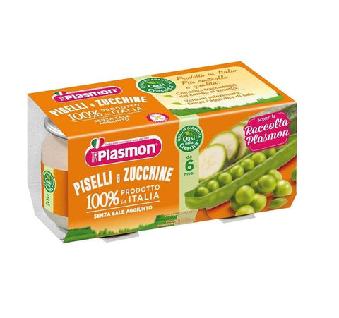 Plasmon Piselli e zucchine Homogenized peas and courgettes from 6 Months 2x80g - Italian Gourmet UK
