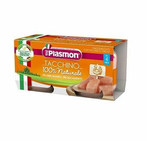 Plasmon Tacchino homogenized Turkey Meal puree 2x80g - Italian Gourmet UK