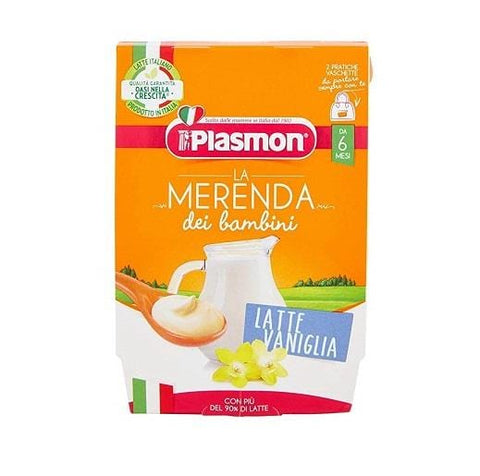 Plasmon La Merenda dei Bambini Latte e Vaniglia milk and vanilla (2 x 120g) from 6 months - Italian Gourmet UK
