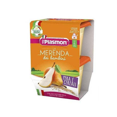 Plasmon La Merenda dei Bambini Pera e Cereali pears and cereals (2 x 120g) from 6 months - Italian Gourmet UK