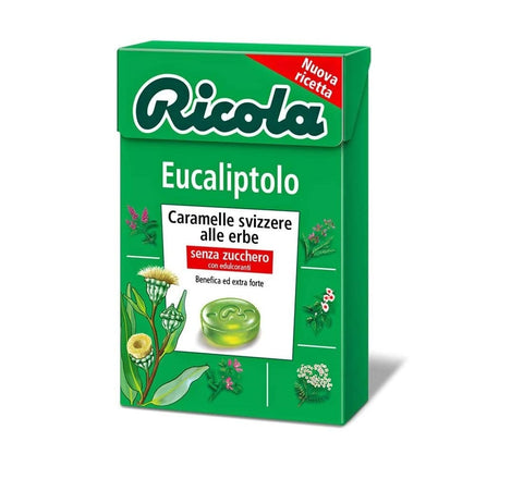 Ricola Eucaliptolo refreshing Eucalyptol and menthol candies box 20x50g - Italian Gourmet UK