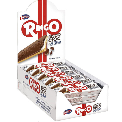 Pavesi Ringo Bisco Cioc Latte Espositore 24 pezzi biscuit filled with milk cream and covered with milk chocolate (24x 27g)