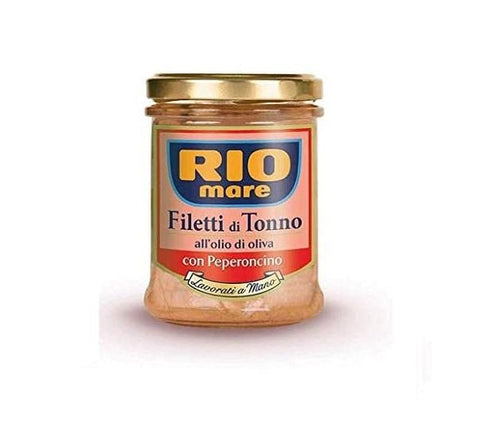 Rio Mare filetti di tonno piccanti Spicy Tuna fillets Handmade 180 gr - Italian Gourmet UK