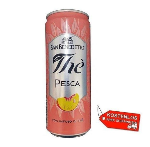 72x San Benedetto Thè alla Pesca Italian peach iced tea 33cl disposable cans - Italian Gourmet UK