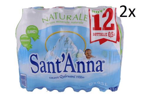 Sant'Anna Acqua Minerale Naturale Natural mineral water low in sodium 24x0.5Lt - Italian Gourmet UK