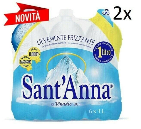 Sant'Anna Minerale Naturale Lievemente Frizzante Natural mineral water 12x1Lt - Italian Gourmet UK