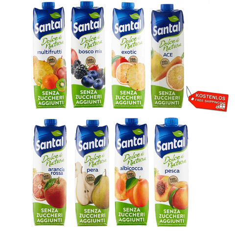 Santal Fruit juice Test pack Parmalat Santal Succo di Frutta Dolce di Natura Zero fruit juice zero added sugar Tetrapack 8x 1000ml