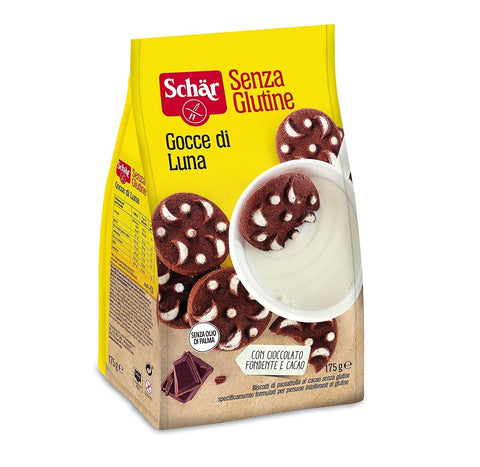 Schar Gocce di Luna dark chocolate and cocoa shortbread biscuits 175g - Italian Gourmet UK