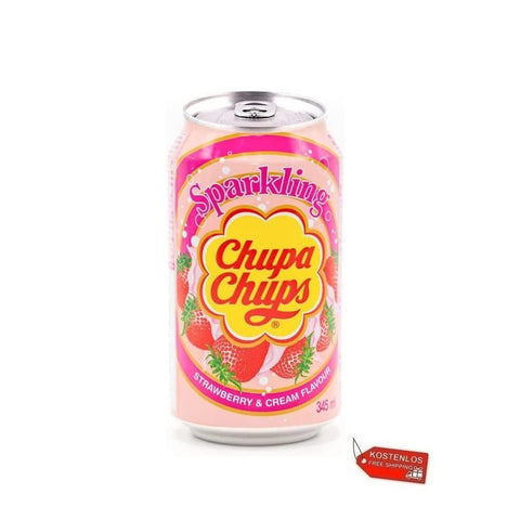 24x Chupa Chups Sparkling Strawberry & Cream Panna e Fragola sparkling drink 250ml