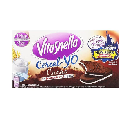 Vitasnella Cereal Yo Cacao italian Cocoa Biscuits mega pack 6x253g - Italian Gourmet UK