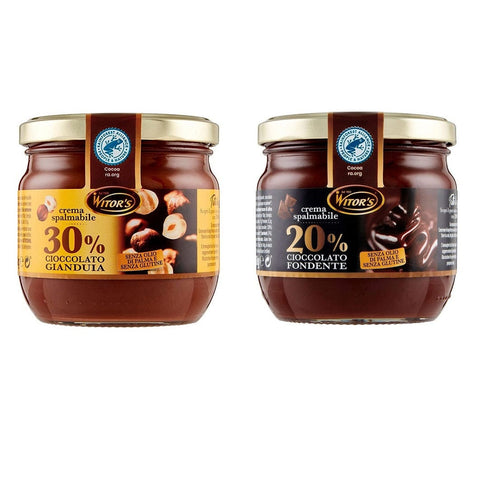 Test pack Witor's Crema La Nocciola & La Fondente Creme with dark chocolate and hazelnut spread 2x360g - Italian Gourmet UK
