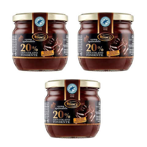 Witor's crema La Fondente dark chocolate spread cream 3x360g - Italian Gourmet UK