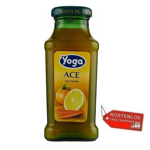 48x Yoga Bar Ace fruit juice glass bottle 200ml - Italian Gourmet UK