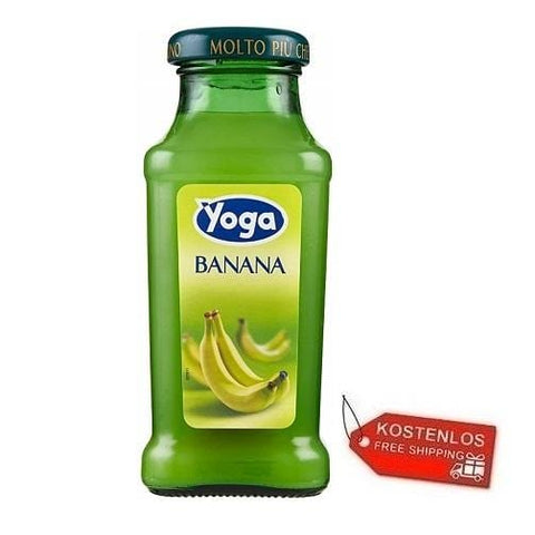 48x Yoga Bar Banana Bananas Fruit Juice Glass Bottle 200ml - Italian Gourmet UK