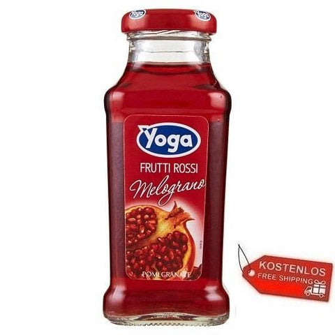 48x Yoga Bar Frutti Rossi Melograno Red Fruits Pomegranate Fruit Juice Glass Bottle 200ml - Italian Gourmet UK