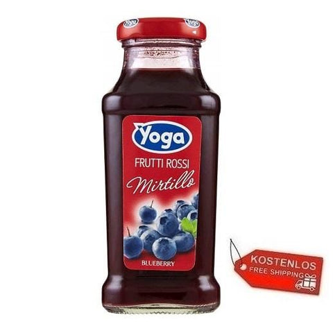 48x Yoga Bar Frutti Rossi Mirtillo Red Fruits Blueberry Fruit Juice Glass Bottle 200ml - Italian Gourmet UK