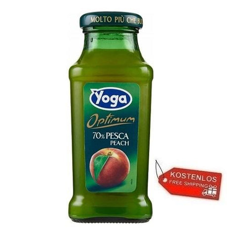48x Yoga Bar Pesca peach juice glass bottle 200ml - Italian Gourmet UK