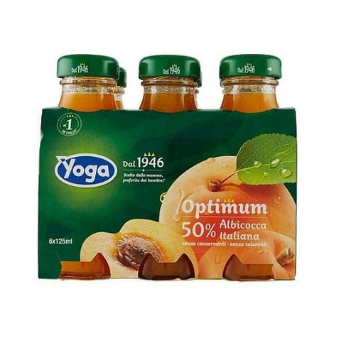 Yoga Optimum Albicocca Apricot Fruit Juice Glass Bottle 125ml - Italian Gourmet UK
