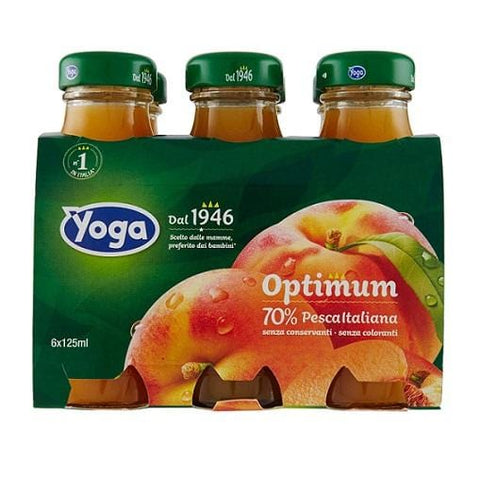 Yoga Optimum Pesca Peach Fruit Juice Glass Bottle 125ml - Italian Gourmet UK