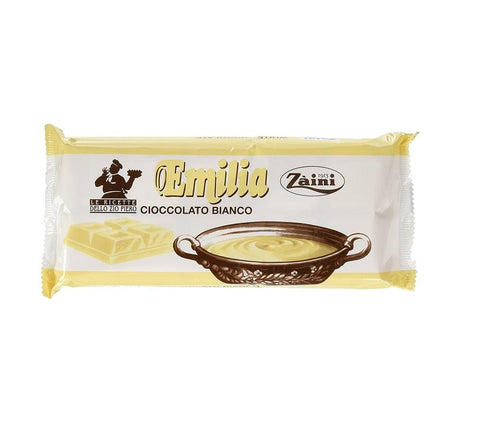 Zaini Emilia Blocco di cioccolato bianco White chocolate block 1kg - Italian Gourmet UK